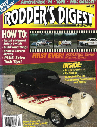 RODDER'S DIGEST 1995 FEB - BUILD WINGS, '34 CREME D'BURGUNDY, ECTA SPEED TRIALS